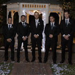 Groomsmen at Christmas House, Rancho Cucamonga